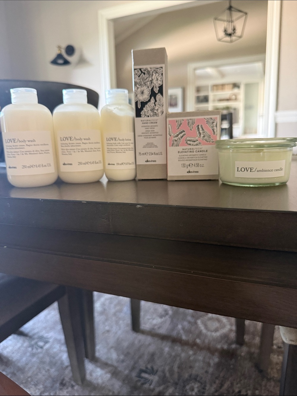 Davines LOVE Body Wash, Lotion, Cream & Ambience Candles — Cream and Light Green